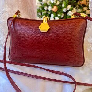 ELAN Vintage Red Snakeskin Print Hard Shell Crossbody Handbag or Clutch